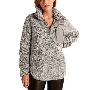 ABERCROMBIE & FITCH softAF Sherpa‎ Half-Zip Elevated Trim Size SMALL